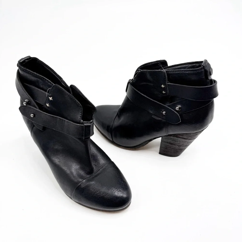 Rag & Bone Harrow Black Leather Boots Bootie, Size 36.5 - Picture 14 of 14